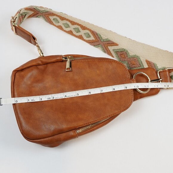 Moda Luxe Aztec Sling Saddlebag Crossbody Camel Brown - Picture 5 of 6